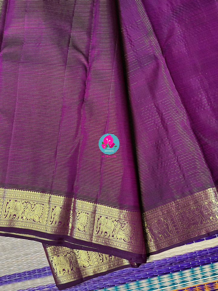 Deep royal Purple Vaira Oosi Elegance in Kanchipattu
