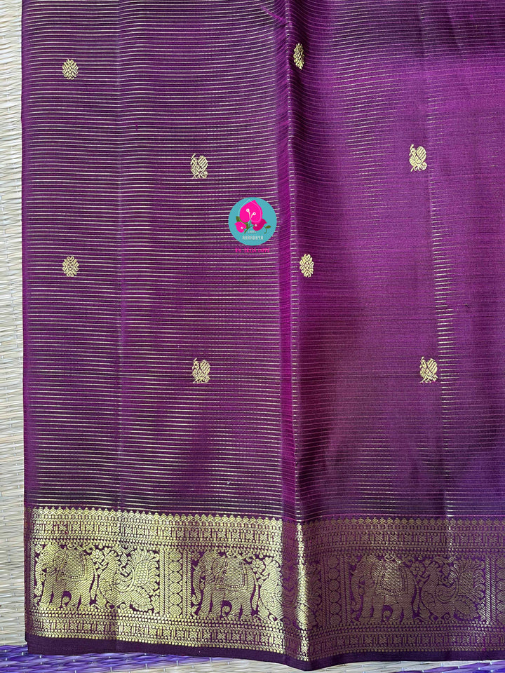 Deep royal Purple Vaira Oosi Elegance in Kanchipattu