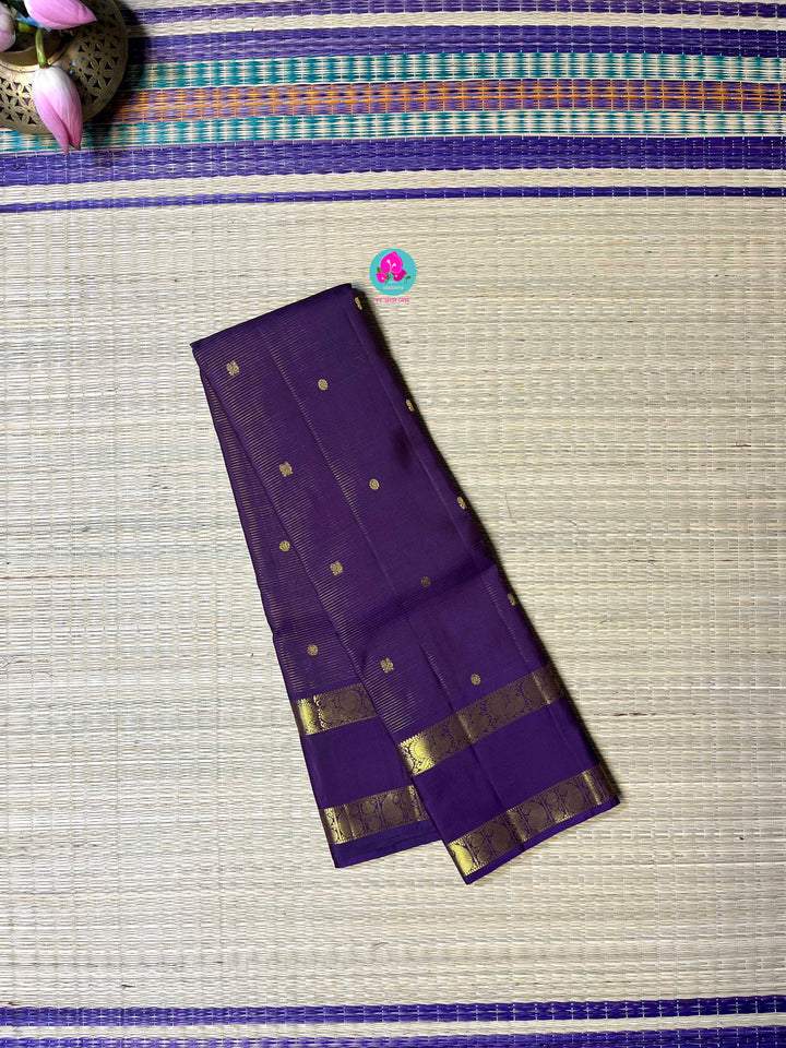 Vaira oosi pure Kanchipattu gap border with peacock motifs in purple