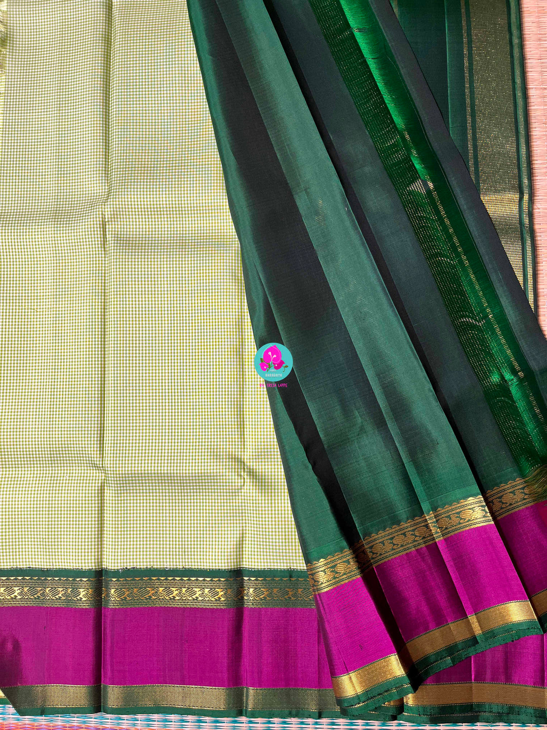 Kanchipattu Old School Madras Checks Saree with zari gap border.