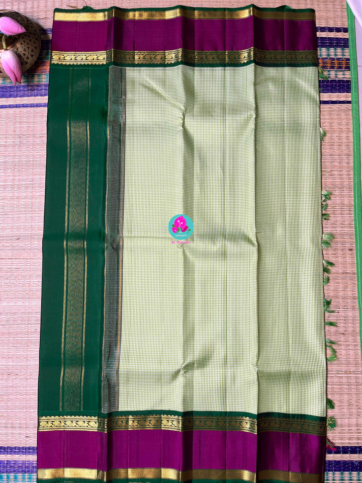 Kanchipattu Old School Madras Checks Saree with zari gap border.