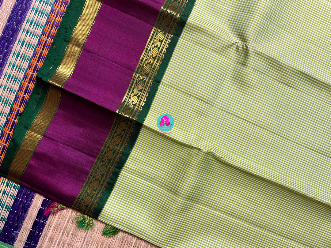 Kanchipattu Old School Madras Checks Saree with zari gap border.