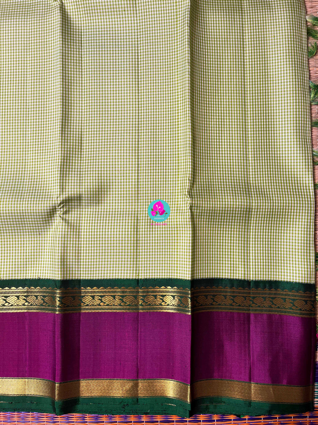 Kanchipattu Old School Madras Checks Saree with zari gap border.