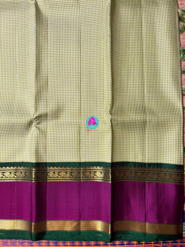 Kanchipattu Old School Madras Checks Saree with zari gap border.