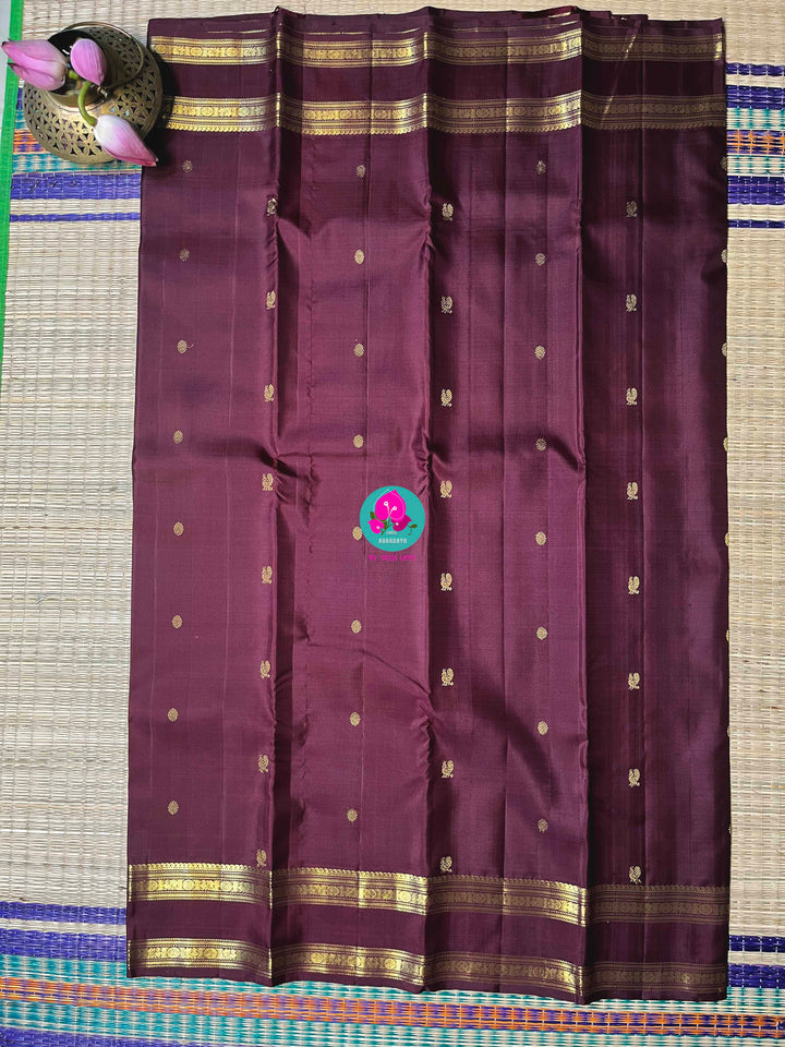 Kanchipuram 2g zari brown vintage saree