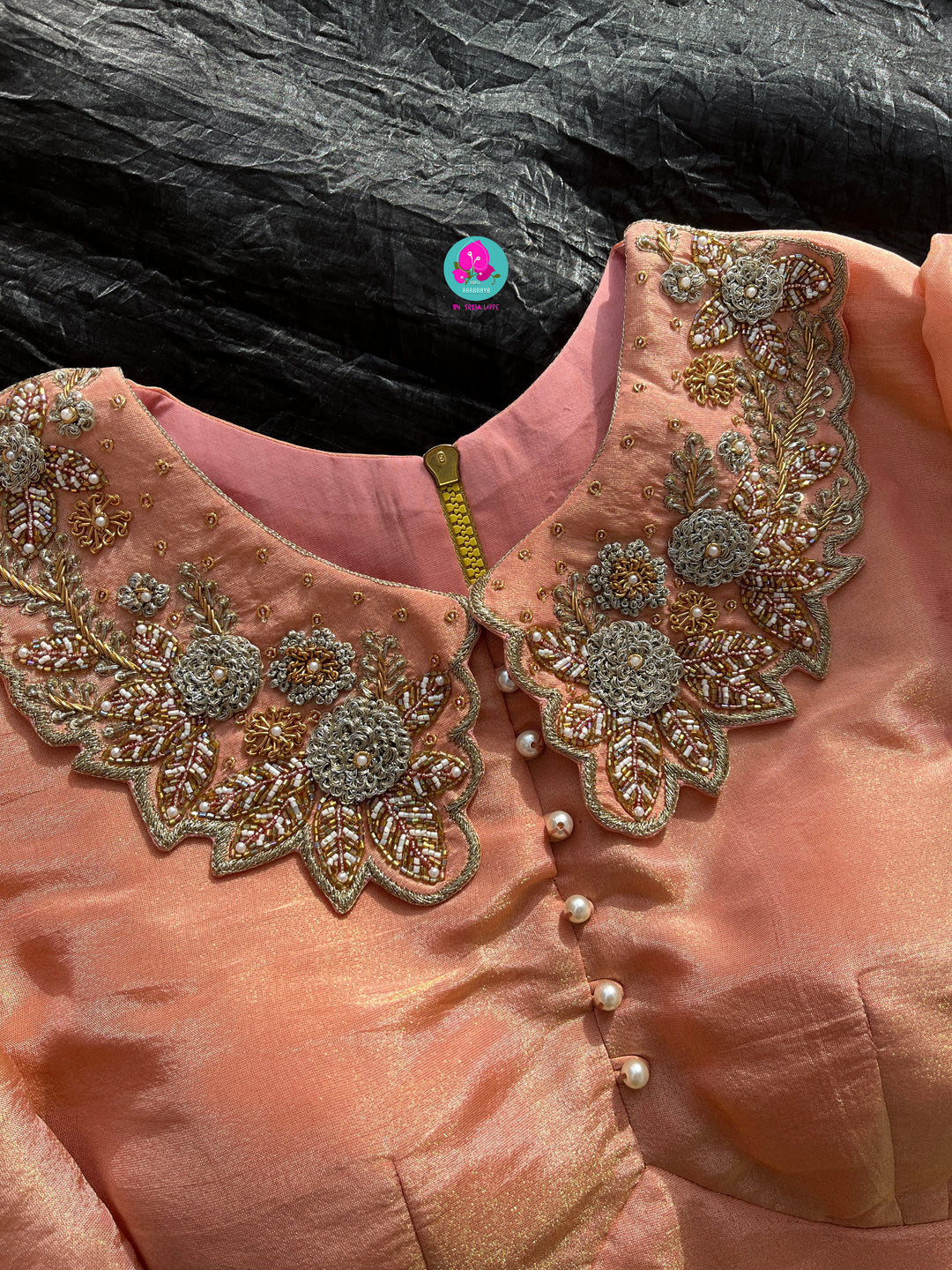 Soft Crush organza saree with hand embroidery paired with hand embroidered Blouse