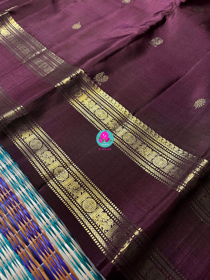 Kanchipuram 2g zari brown vintage saree
