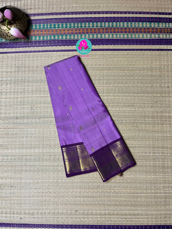 Elegance Kanchipattu Woven in Lavender & Royal Purple
