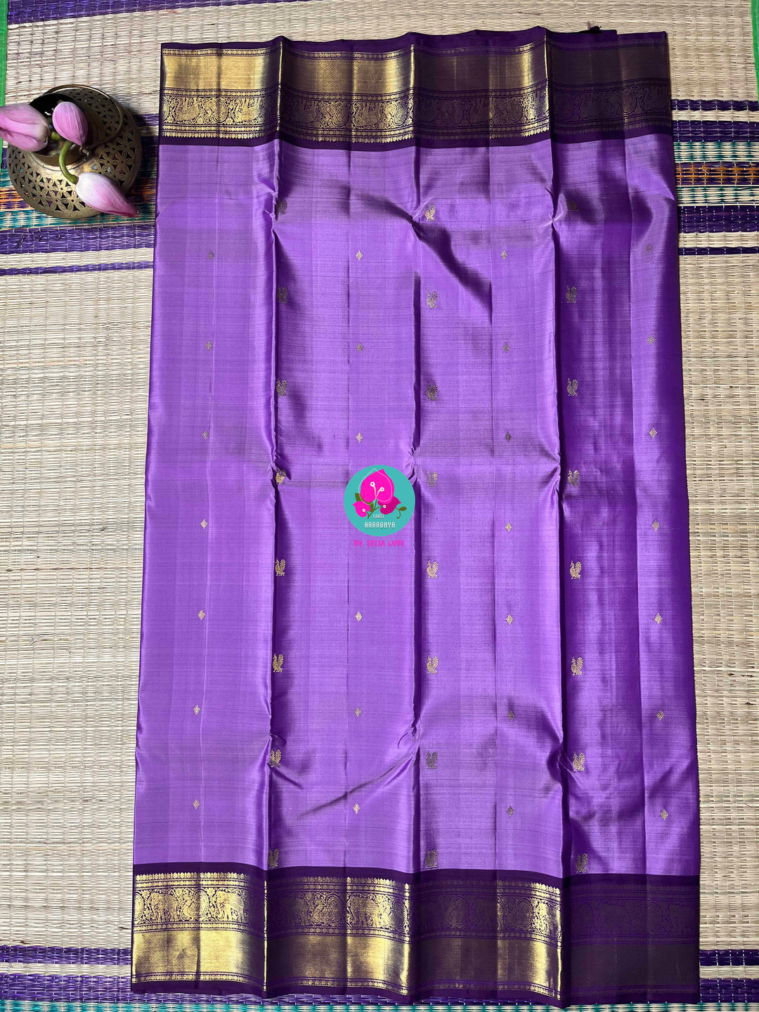 Elegance Kanchipattu Woven in Lavender & Royal Purple