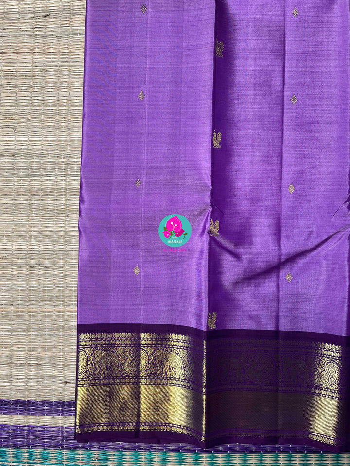 Elegance Kanchipattu Woven in Lavender & Royal Purple