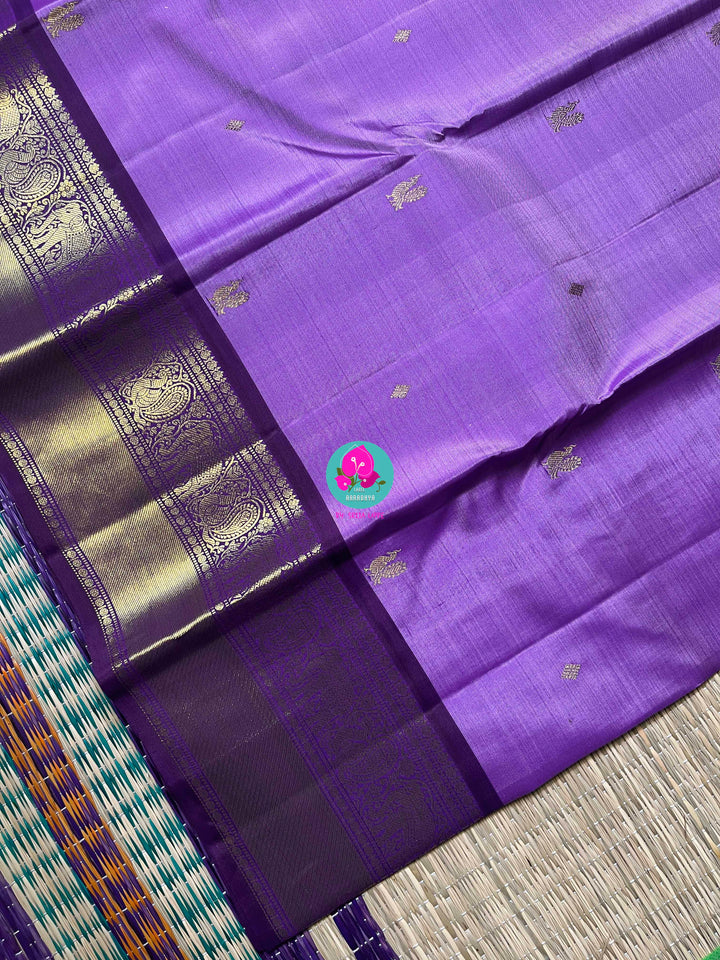 Elegance Kanchipattu Woven in Lavender & Royal Purple