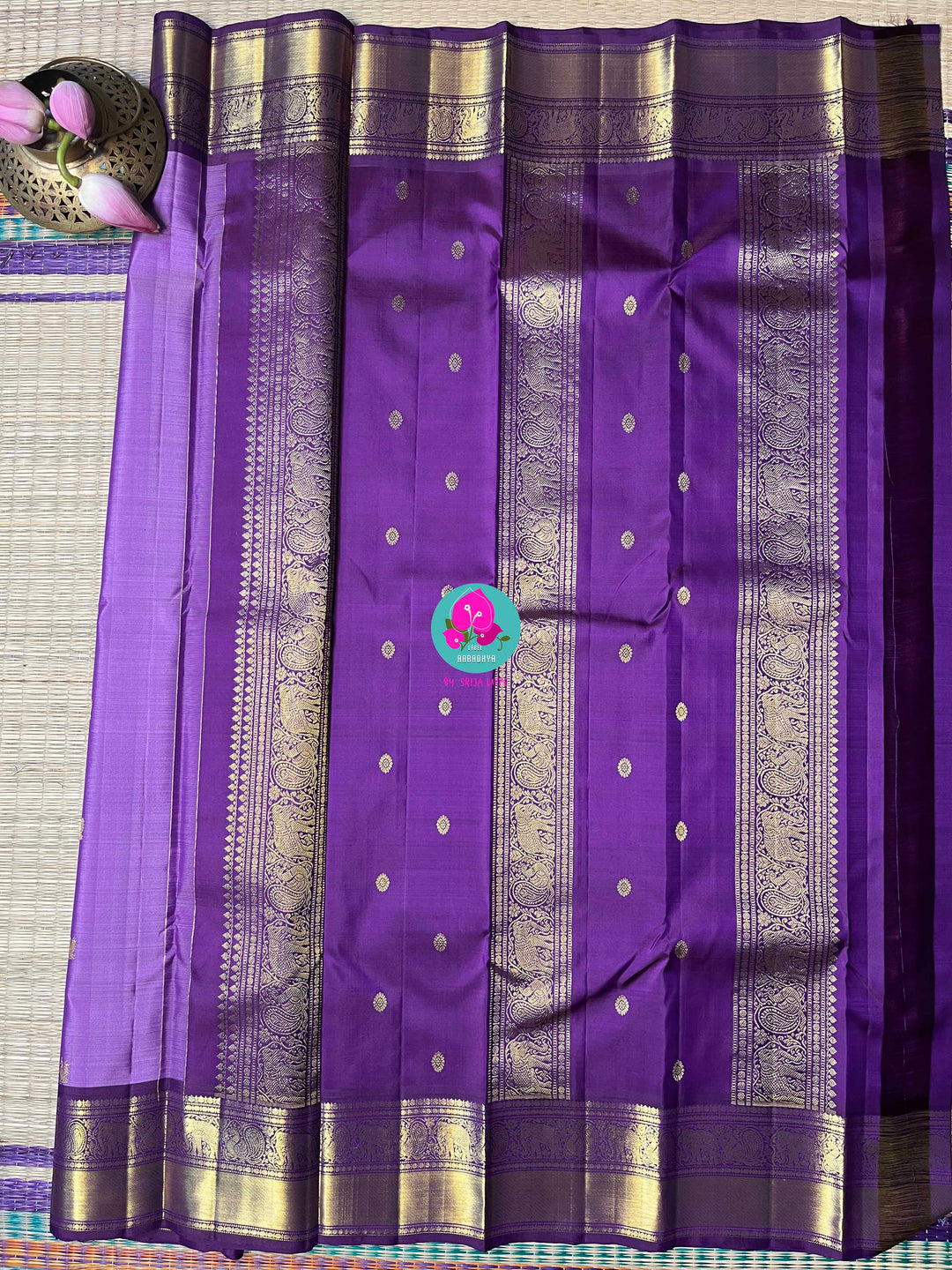 Elegance Kanchipattu Woven in Lavender & Royal Purple