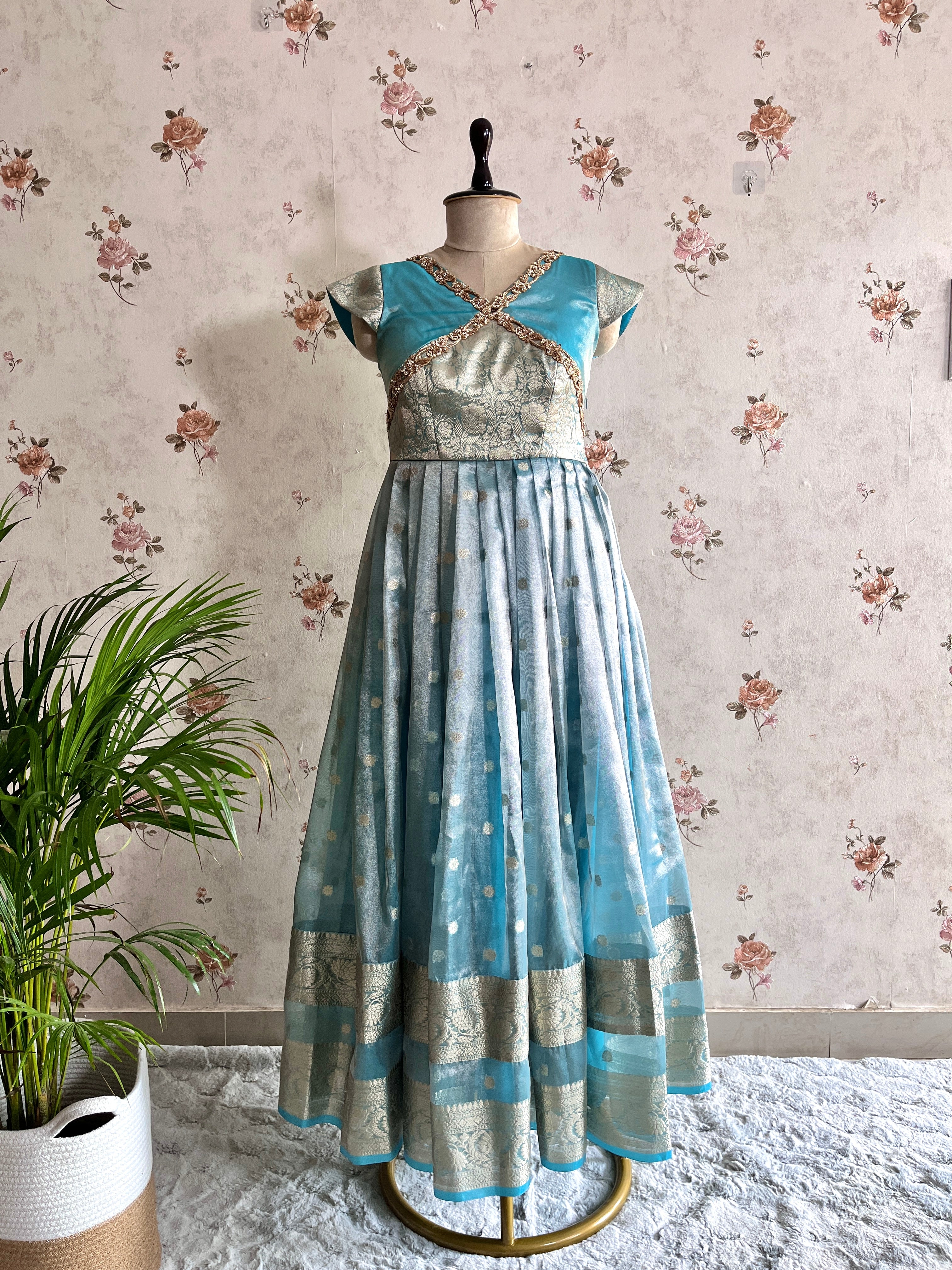 Old silk saree gown sale