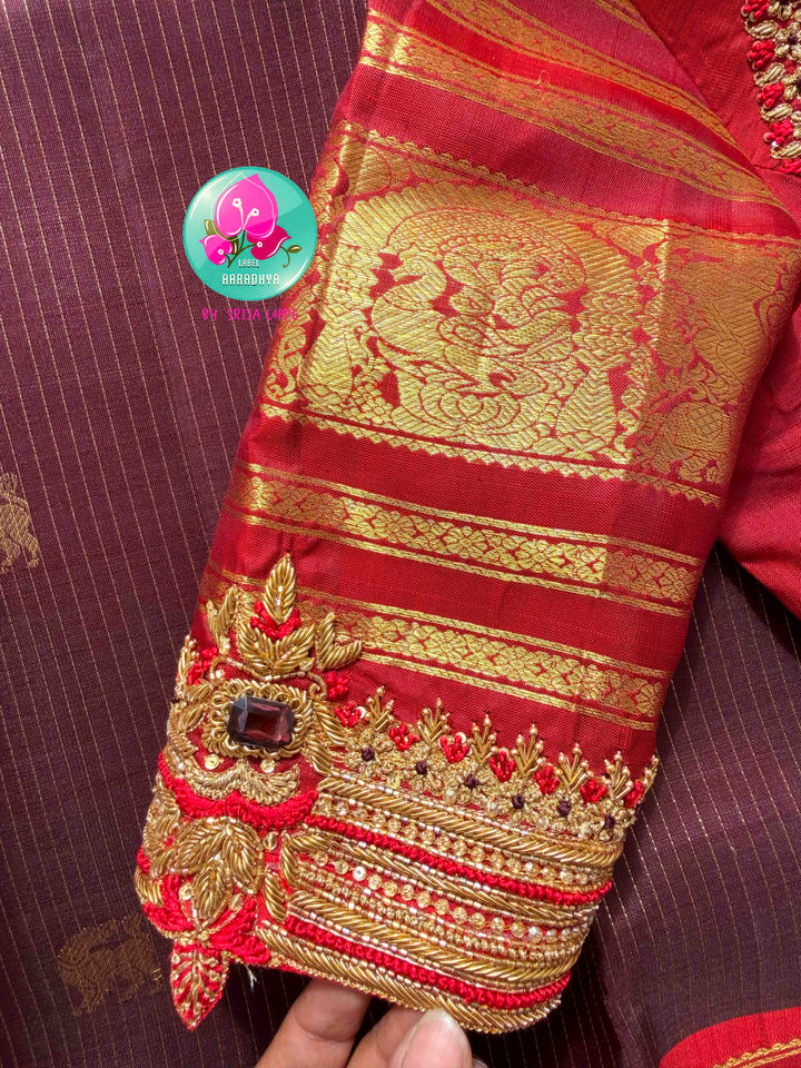 Crimson Hibiscus on Earth: The Vintage Brown Vaira Oosi Kanchipattu