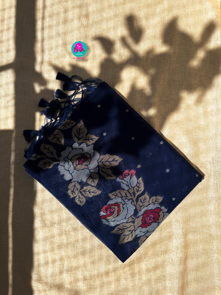 Semi khadi silk saree with Jhamdhani style weaving