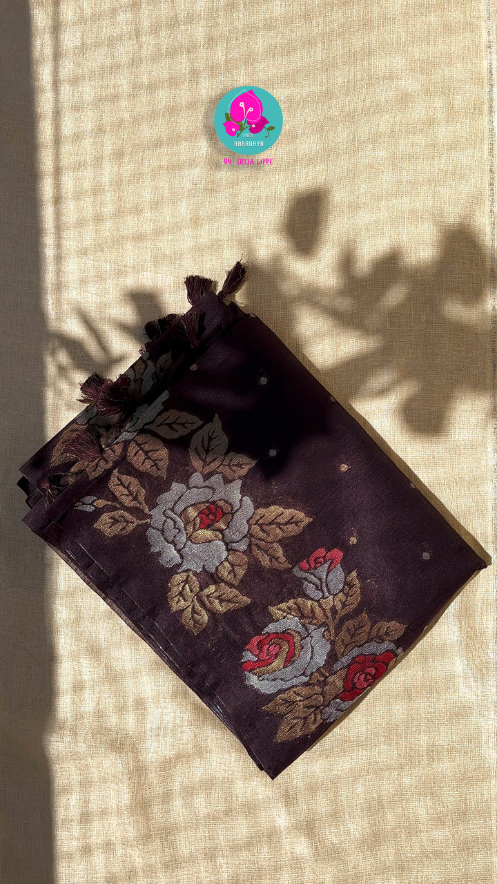 Semi khadi silk saree with Jhamdhani style weaving