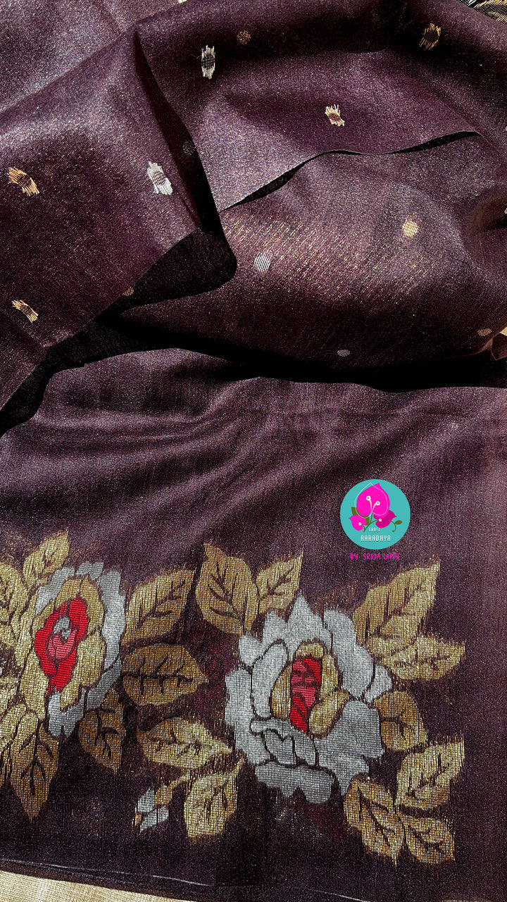 Semi khadi silk saree with Jhamdhani style weaving