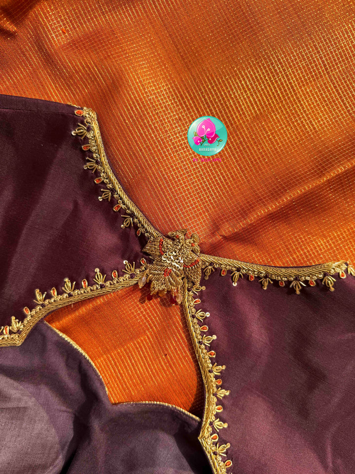 Earth & Ember: The Trending Rust Orange & Dark Brown Handloom Kanchipattu