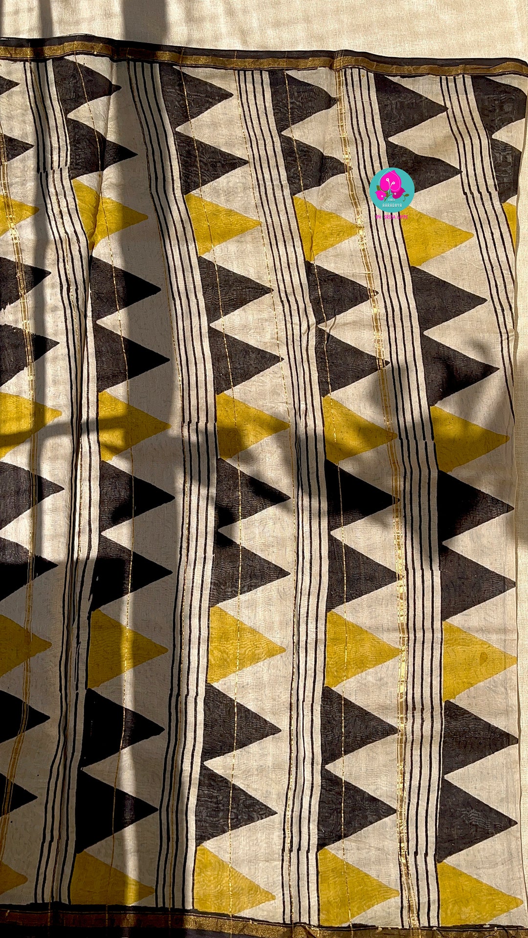 Pure Chanderi block print saree in elephant design
