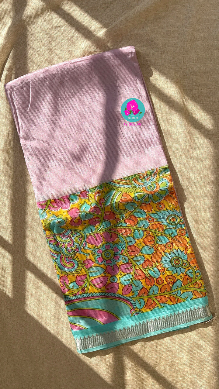 Pure mangalagiri handloom saree with kalamkari design