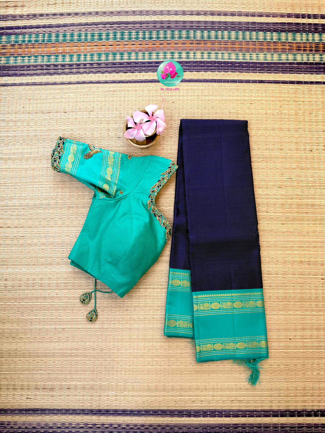 Midnight Ocean: The 2G Dark Blue Vaira Oosi Kanchipattu & Sea Green Symphony