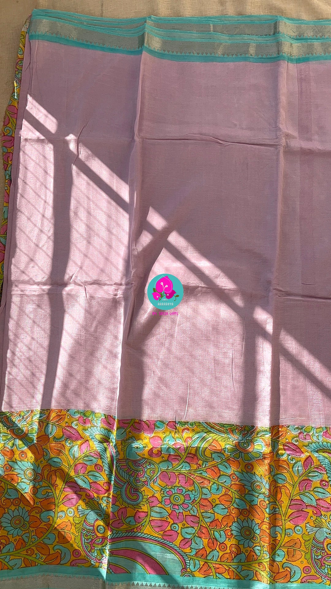 Pure mangalagiri handloom saree with kalamkari design
