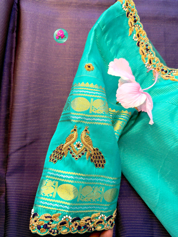 Midnight Ocean: The 2G Dark Blue Vaira Oosi Kanchipattu & Sea Green Symphony
