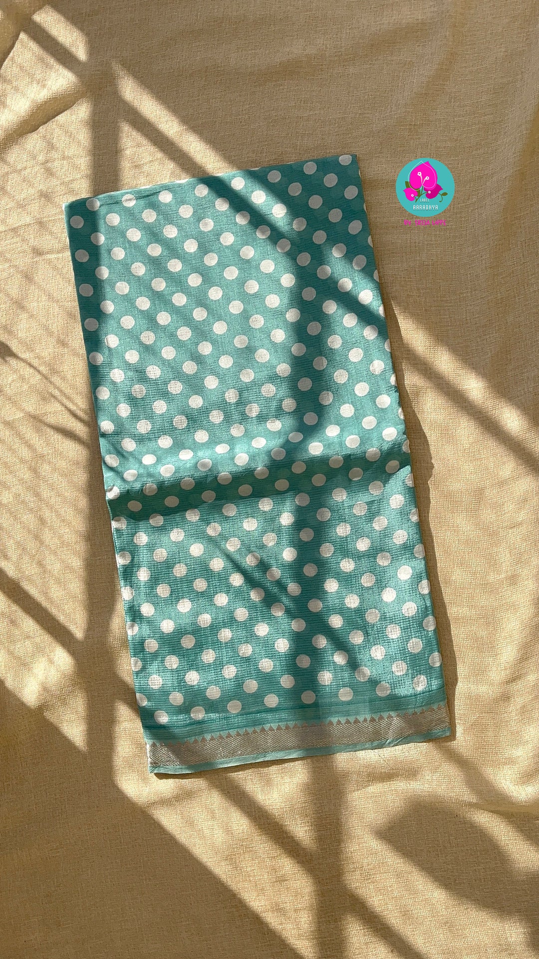 Pure handloom Mangalagiri Silk saree with Polka dots