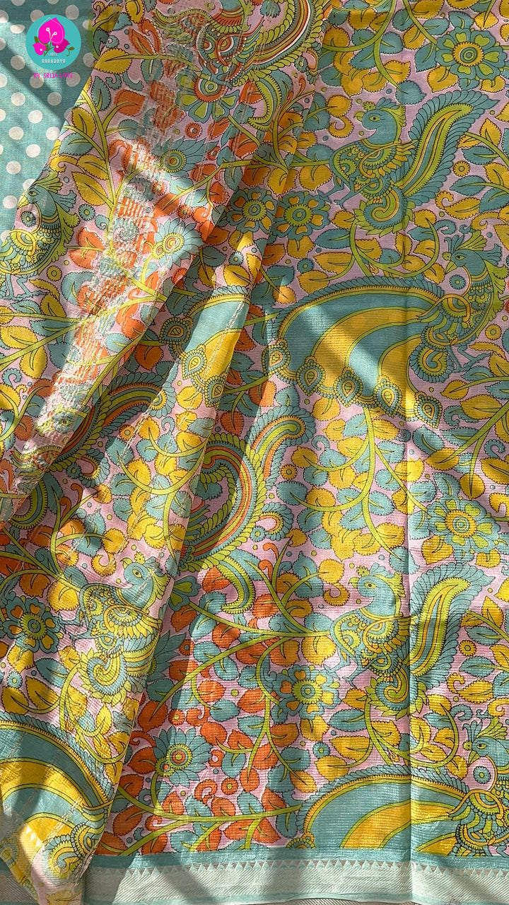 Pure handloom Mangalagiri Silk saree with Polka dots