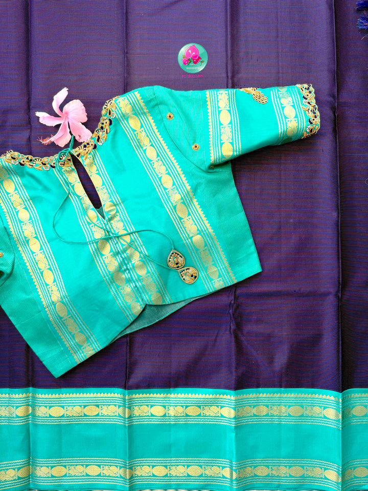 Midnight Ocean: The 2G Dark Blue Vaira Oosi Kanchipattu & Sea Green Symphony