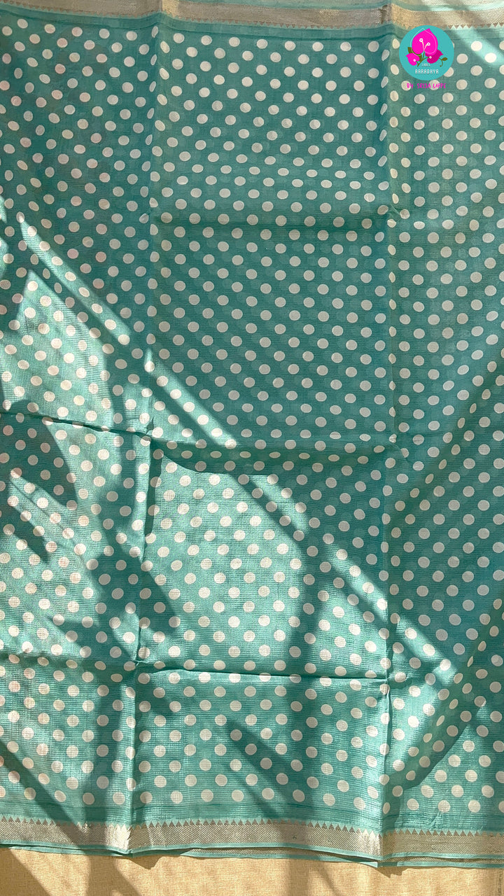 Pure handloom Mangalagiri Silk saree with Polka dots