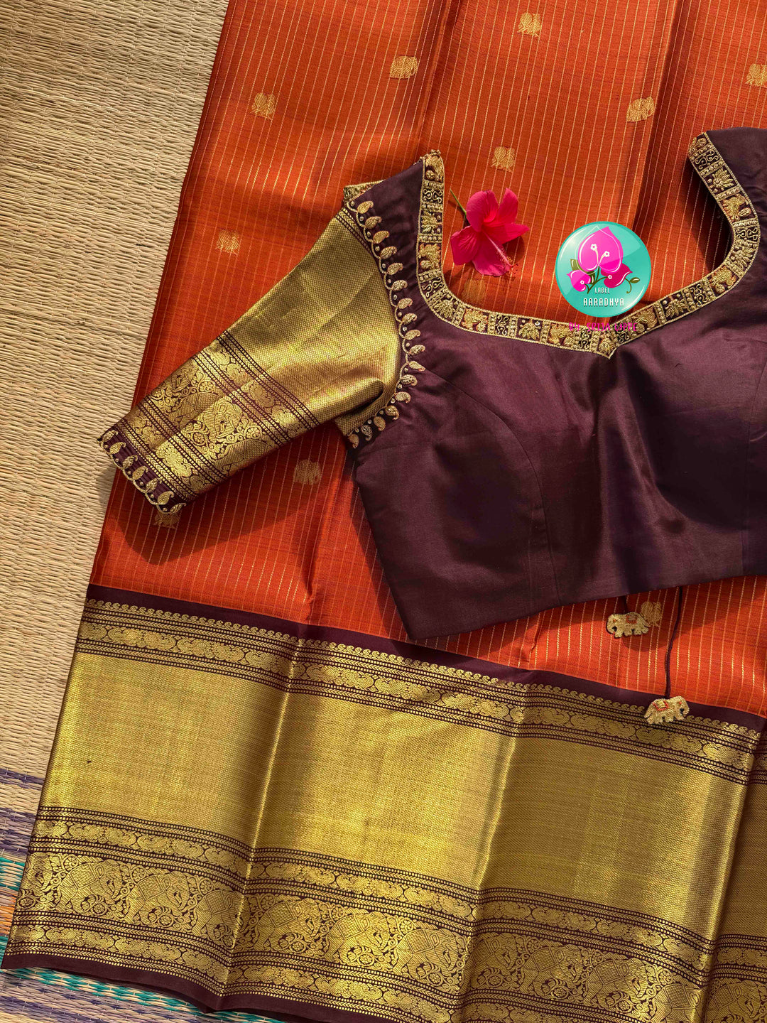 Vintage Earth & Gold: The Rust Orange Vaira Oosi Kanchipuram & Grand Artisan Borders