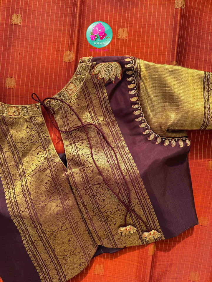 Vintage Earth & Gold: The Rust Orange Vaira Oosi Kanchipuram & Grand Artisan Borders