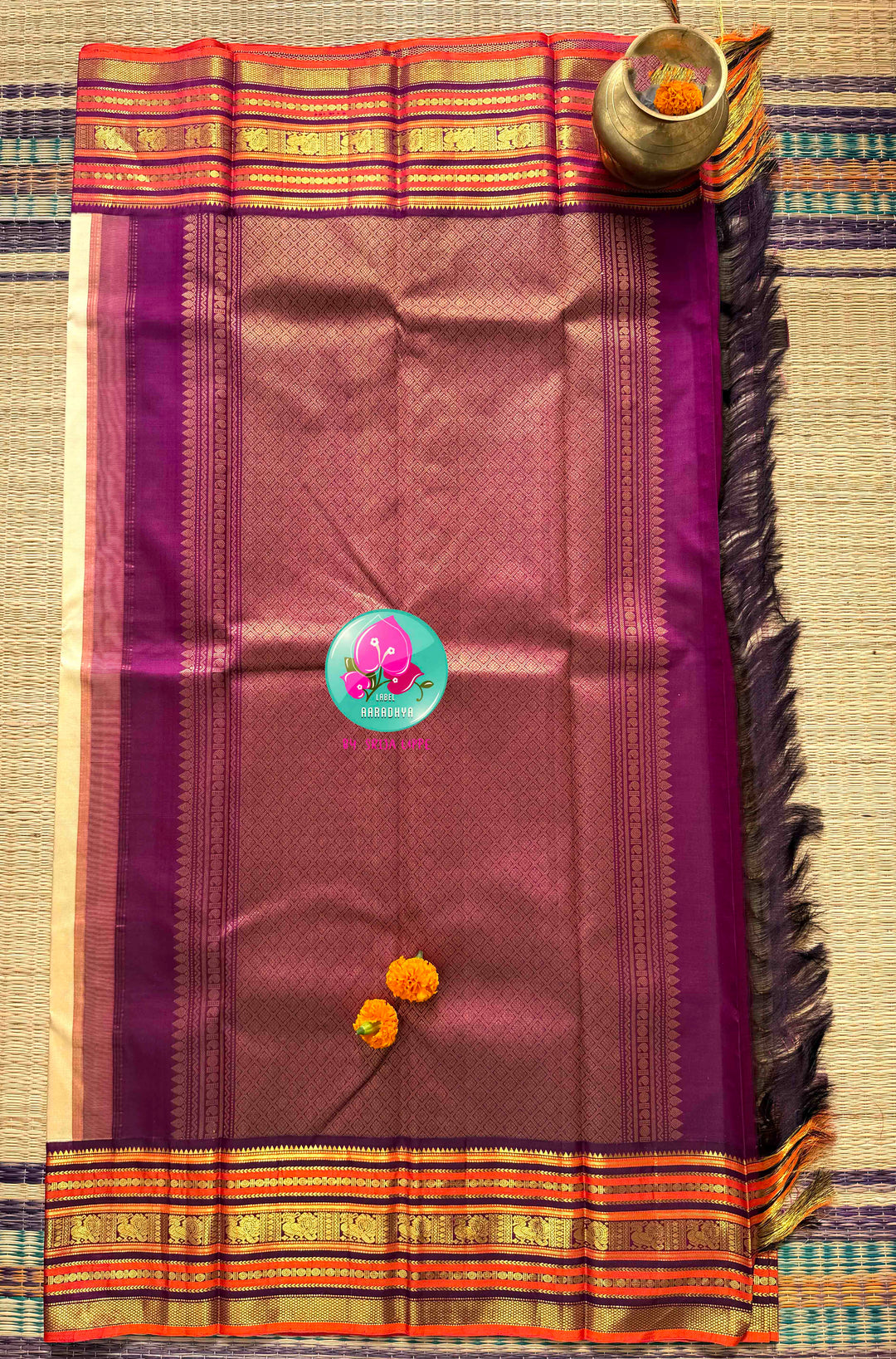 Regal Pearl & Imperial Wine: Creamish Off-White Pure Kanchi Silk Saree