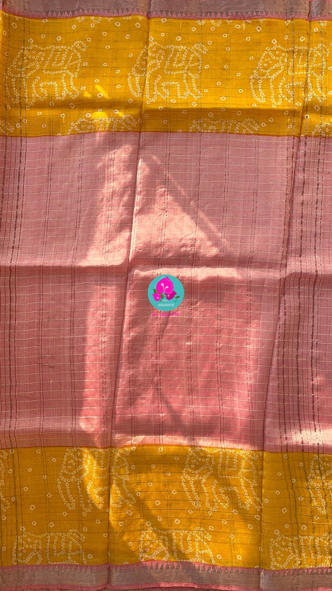 Pure Mangalagiri handloom checks saree with bandhani design