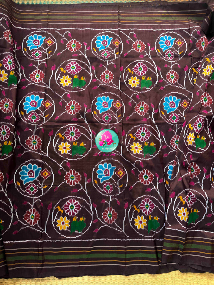 Vintage Earth & Jewel Harmony: Cocoa Brown Double-Ikat & Emerald Madhubala Art
